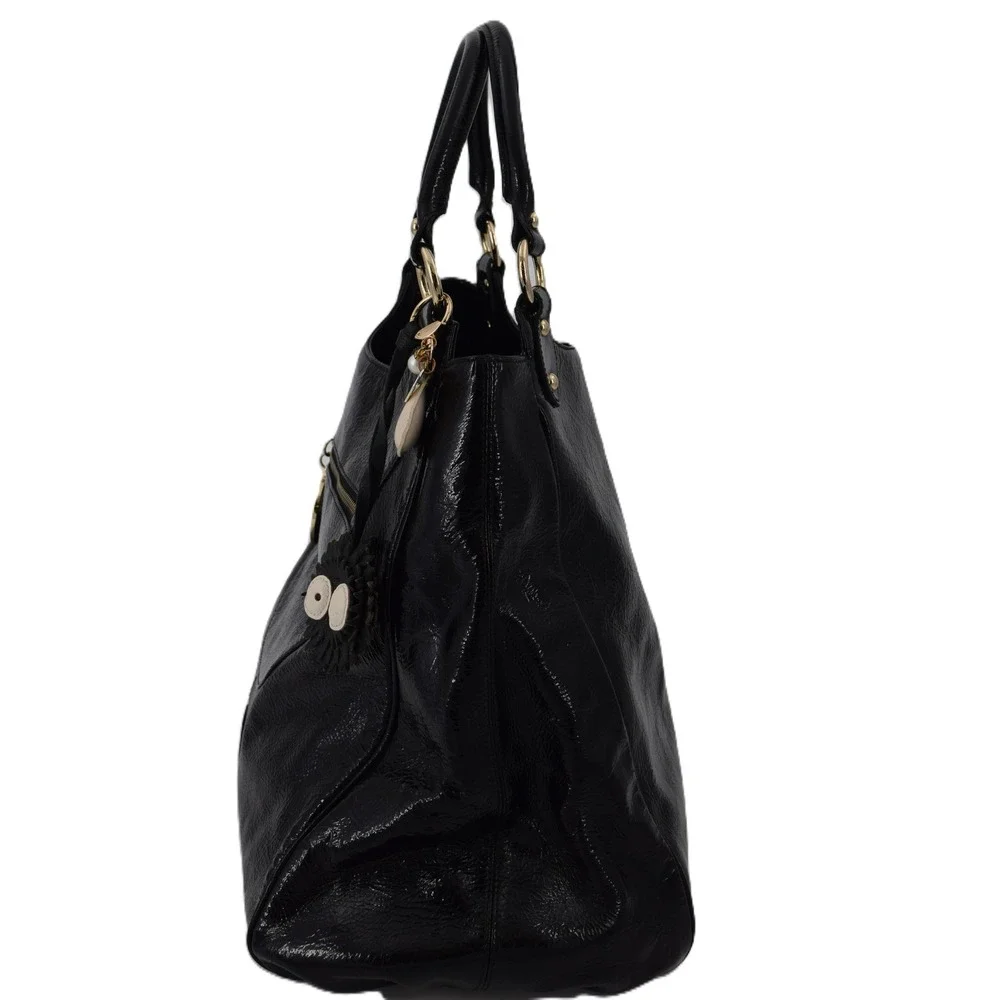 Charles David Hobo Bag Womens Large Black Patent Leather EUC Gold Hardware‎